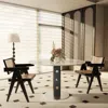 Maison Boucle Modern Round Pedestal Dining Table With Faux Marble Stone Top In Brown