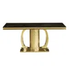 Maison Boucle Modern Tempered Glass Dining Table With Gold Steel Frame In Gold