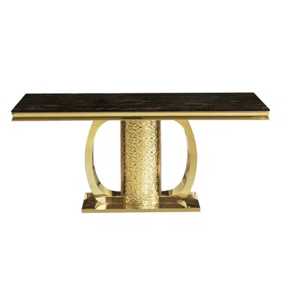 Maison Boucle Modern Tempered Glass Dining Table With Gold Steel Frame