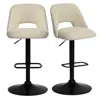 Maison Boucle Modern Upholstered Adjustable Swivel Bar Stools With Backs In Neutral