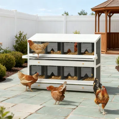 Maison Boucle Outdoor Dual-layer Chicken Nesting Box With 8 Compartments In Gray