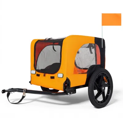 Maison Boucle Outdoor Folding Pet Bike Trailer For Small To Medium Dogs In Orange