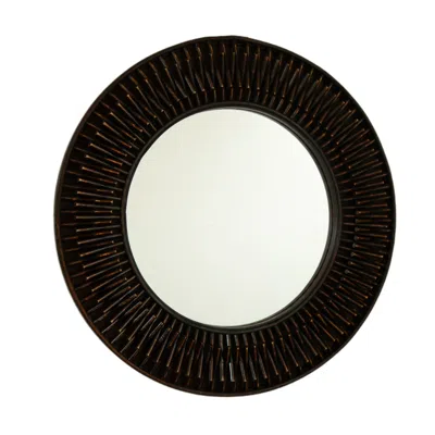 Maison Boucle Round Black Bamboo Decorative Wall Mirror