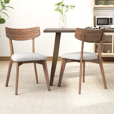 Maison Boucle Set Of 2 Mid-century Modern Dining Chairs With Cushioned Seats, Wood Dining Room Chairs For Kitchen 