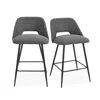 Maison Boucle Set Of 2 Modern Upholstered Counter Height Stools With Backs In Gray