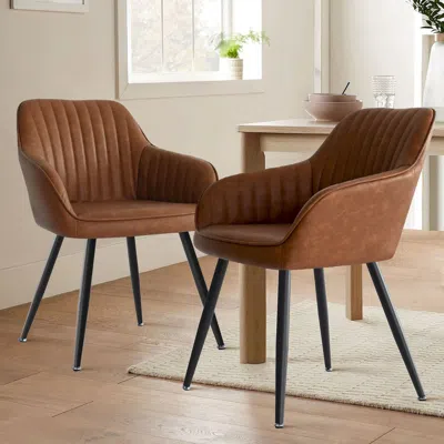 Maison Boucle Set Of 2 Modern Upholstered Dining Chair With Armrests
