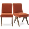 Maison Boucle Set Of 2 Modern Upholstered Dining Chairs With Solid Wood Legs
