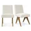 Maison Boucle Set Of 2 Modern Upholstered Dining Chairs With Solid Wood Legs