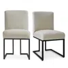 Maison Boucle Set Of 2 Modern Upholstered Dining Room Chair With Black Metal Sled Base