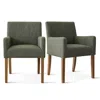 Maison Boucle Set Of 2 Upholstered Dining Arm Chairs With Rubberwood Legs