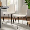 Maison Boucle Set Of 2 Upholstered Dining Chairs With Metal Legs In White