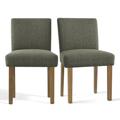 Maison Boucle Set Of 2 Upholstered Dining Chairs With Rubberwood Legs