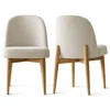 Maison Boucle Set Of 2 Upholstered Linen Dining Chairs With Solid Wood Legs