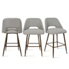 Maison Boucle Set Of 3 Modern Upholstered Counter Height Stools With Backs In Gray