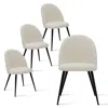 Maison Boucle Set Of 4 Modern Boucle Upholstered Armless Dining Chairs In White