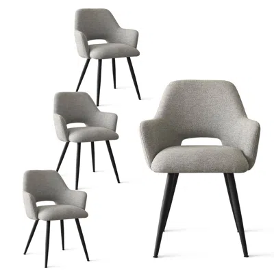 Maison Boucle Set Of 4 Modern Upholstered Dining Chairs With Metal Legs