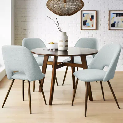 Maison Boucle Set Of 4 Modern Upholstered Dining Chairs With Metal Legs