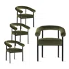 Maison Boucle Set Of 4 Modern Velvet Upholstered Dining Chairs With Curved Back