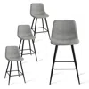 Maison Boucle Set Of 4 Upholstered Counter Height Stools With Backs In Gray
