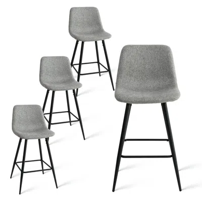 Maison Boucle Set Of 4 Upholstered Counter Height Stools With Backs In Gray