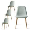 Maison Boucle Set Of 4 Upholstered Dining Chairs With Metal Legs In Blue