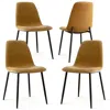 Maison Boucle Set Of 4 Upholstered Dining Chairs With Metal Legs In Gold