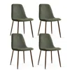 Maison Boucle Set Of 4 Upholstered Dining Chairs With Metal Legs In Green
