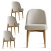Maison Boucle Set Of 4 Upholstered Linen Dining Chairs With Solid Wood Legs