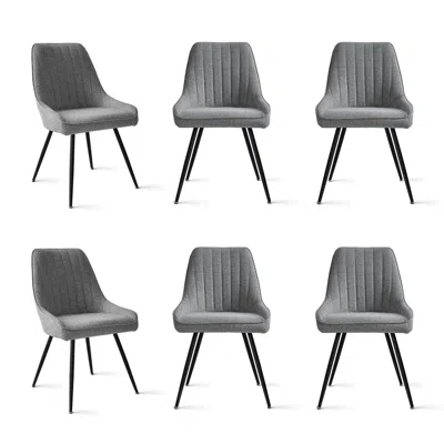 Maison Boucle Set Of 6 Modern Upholstered Dining Chair With Tufted Back