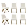 Maison Boucle Set Of 6 Modern Upholstered Dining Chairs With Solid Wood Legs