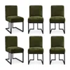 Maison Boucle Set Of 6 Modern Upholstered Dining Room Chair With Black Metal Sled Base