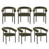 Maison Boucle Set Of 6 Modern Velvet Upholstered Dining Chairs With Curved Back