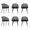 Maison Boucle Set Of 6 Rattan Dining Chairs With Upholstered Boucle Fabric
