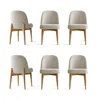 Maison Boucle Set Of 6 Upholstered Linen Dining Chairs With Solid Wood Legs
