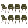 Maison Boucle Set Of 8 Modern Upholstered Dining Chairs With Metal Legs