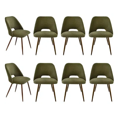 Maison Boucle Set Of 8 Modern Upholstered Dining Chairs With Metal Legs