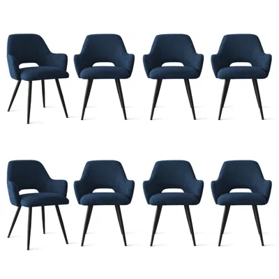 Maison Boucle Set Of 8 Modern Upholstered Dining Chairs With Metal Legs