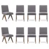 Maison Boucle Set Of 8 Modern Upholstered Dining Chairs With Solid Wood Legs