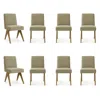 Maison Boucle Set Of 8 Modern Upholstered Dining Chairs With Solid Wood Legs