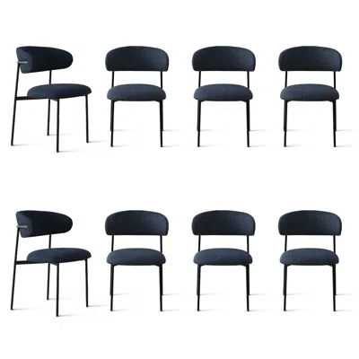 Maison Boucle Set Of 8 Simple Armless Dining Chair With Metal Legs For Kitchen