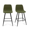 Maison Boucle Upholstered Counter Height Stools With Backs In Green