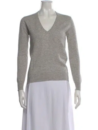 Pre-owned Maison Cashmere Cashmere V-neck Sweater In Gray