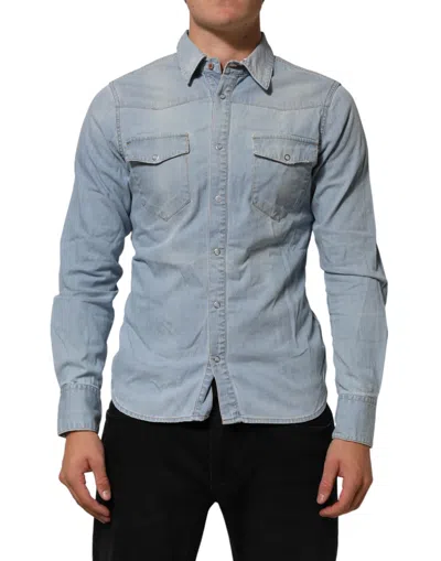 Pre-owned Maison Clochard Colla Long Sleeve Men Men's Shirt () In Blue