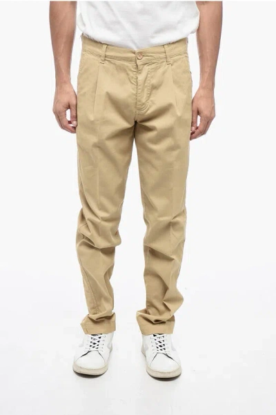 Maison Clochard Cotton Chino Pants With Logo In Neutral