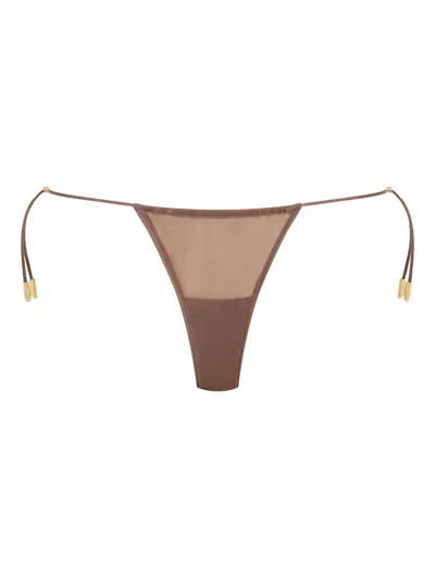 Maison Close Beaded-detail Thong In Brown