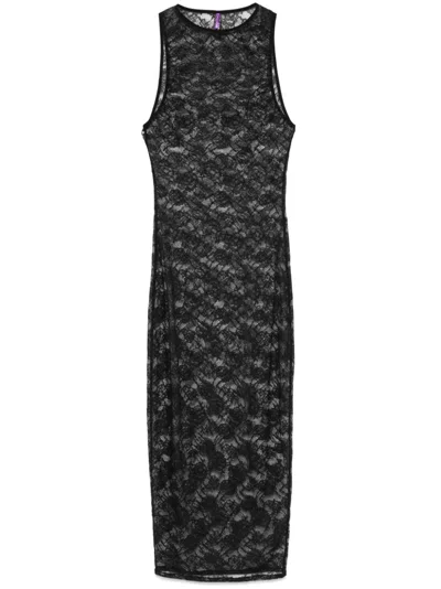 Maison Close Chantilly-lace Midi Dress In Black