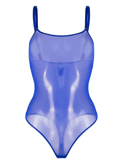 Maison Close Corps À Corps Thong Bodysuit In Blue