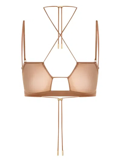 Maison Close Cross-back Bralette In Neutral