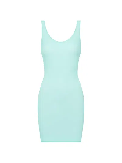 Maison Close Double Sens Sheer Backless Mini Dress In Blue