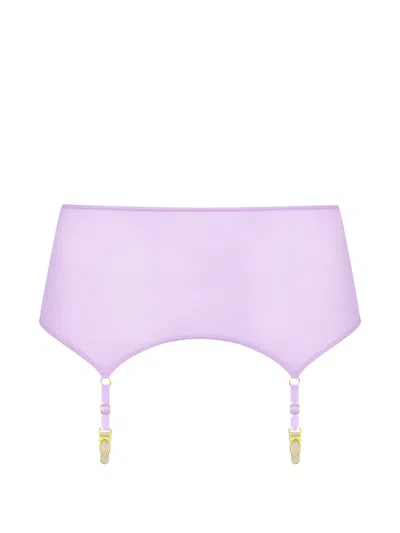 Maison Close Double Sens Sheer Suspender Belt In Purple